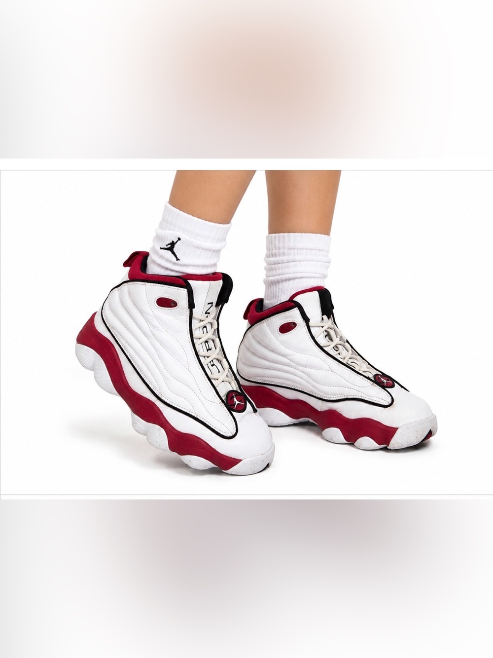 Jordan‎ White and Red High-Top Basketball Sneakers Size 4.5 Youth